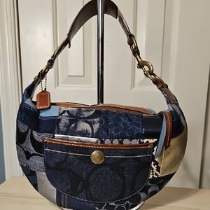 Coach EUC Denim Patchwork Hobo Shoulder Bag
